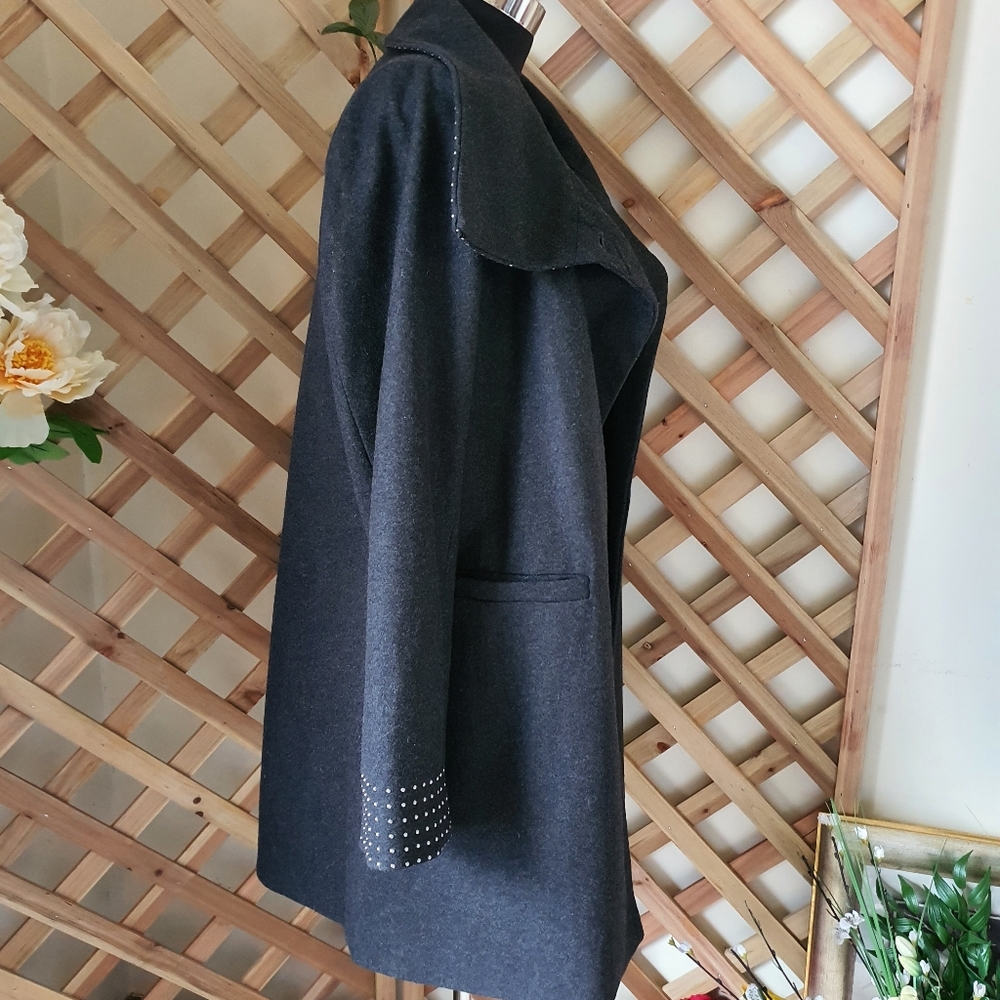 DECJUBA Studded Long Coat Jacket (60% Wool) - Picture 11 of 12